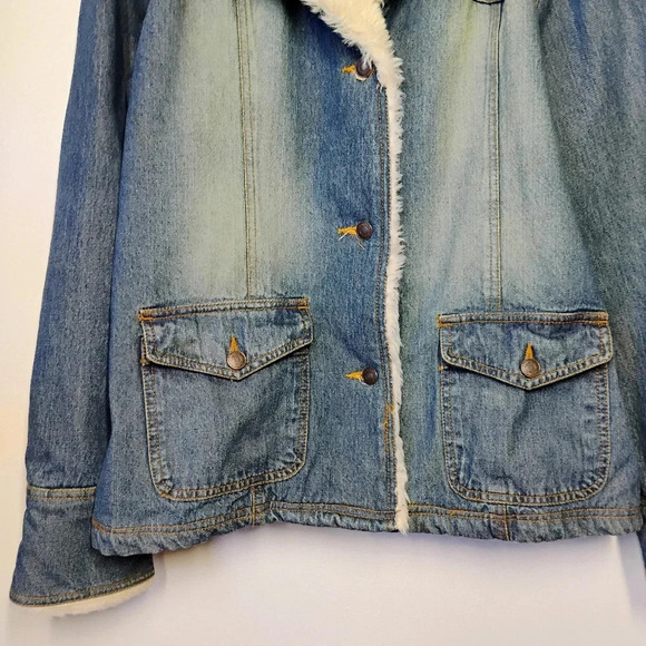 Vintage Aeropostale Big Rock Canyon Sherpa Hem Jean Jacket Unisex Men's Medium - Picture 2 of 15